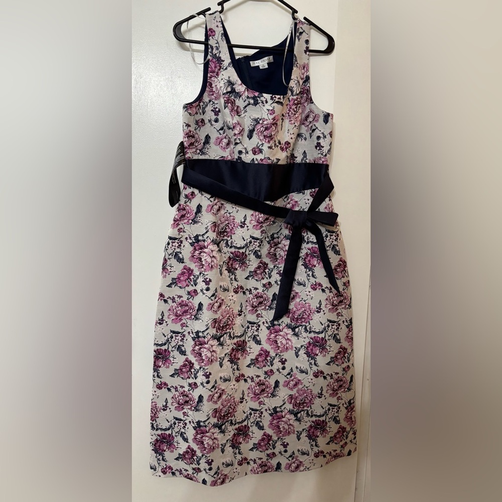 Kay Unger Women Sleeveless Floral Dress With Sash Size 12 Mother of the Bride